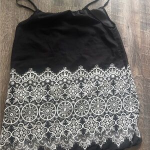 Black Lace Look Spaghetti Mini Dress